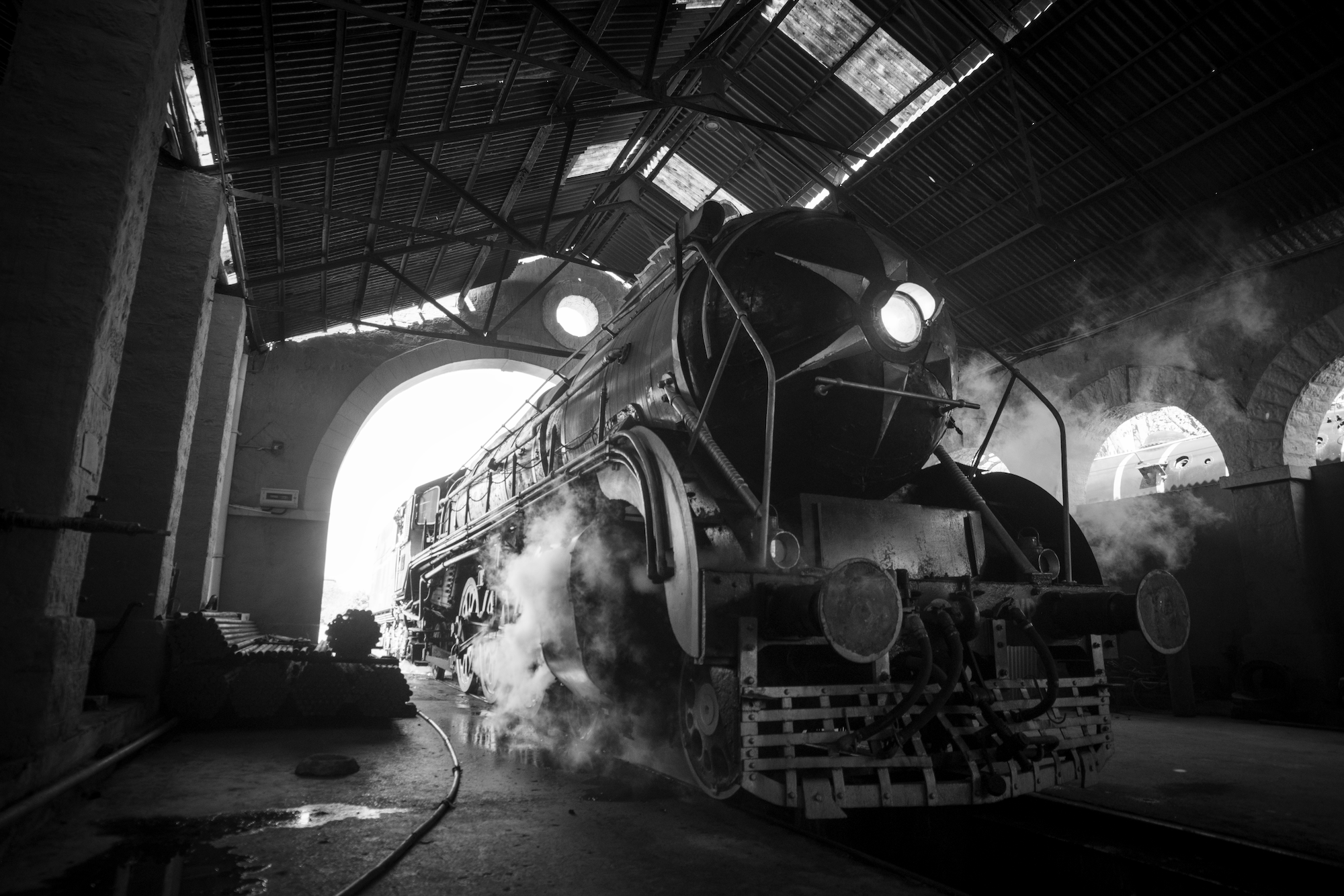 インドの蒸気機関車WP型。レワリにて撮影